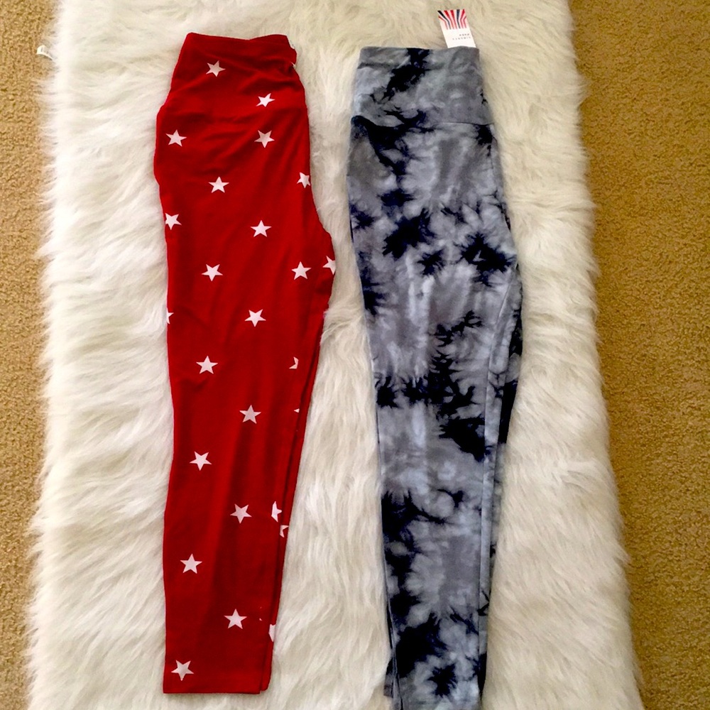 Liberty Park large leggings bundle of two (2) leggings NWT Americana 4th of July